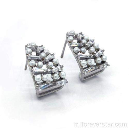 Véritable Perle Silver Bijoux 925 Boucles d&#39;oreilles Sterling